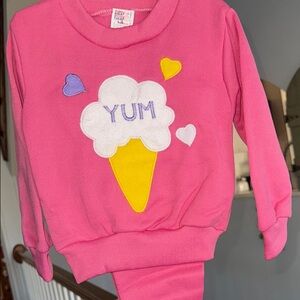 Vintage “Pint Size” Pink Ice Cream Baby Girl Sweatsuit, SET, Size 2T